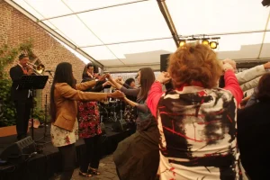 Dancing to Konkani music in the heart of Europe, Amersfoort near Amsterdam to be precise. Our friends came from all over, to be with us!