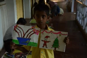 A young boy comes up with his own thoughts on paper!