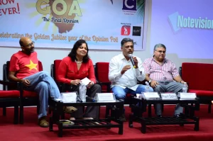 Appropriate and Sustainable development for Goa topic from left Rahul Basu, Aisha de Sequeira, Pravin Sabnis and Haresh Melwani
