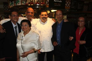 Armando Gonsalves and Chef Cyrus Todiwala with a group of friends