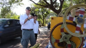 Chef John Fenney at a road side sugarcane cart