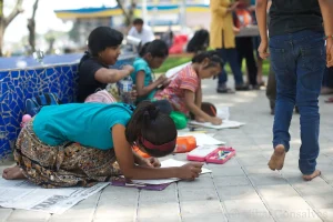 Children came over from all over, to express their solidarity in change coming into the city!