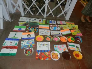 Displaying the work at the end of the workshop!