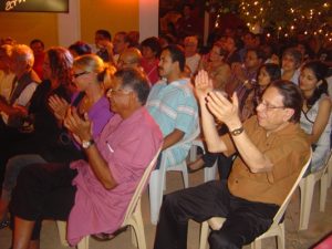 Enthusiastic crowds egg on Tala Faral, the absolute genius on piano as well as the saxophone! Great human being too!