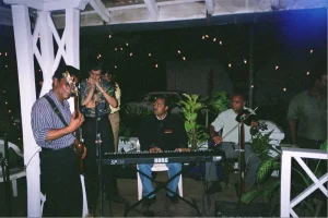 The band performing at the Verandah of the Gonsalves Mansion