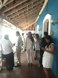 In the verandah of the Gonsalves Mansion, enjoying a few light moments in between the shoots!