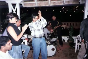 The audience cheering
