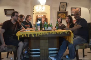The band at the Gonsalves Mansion for a dinner