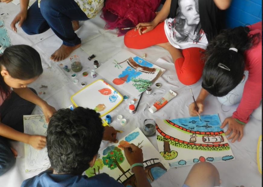 Painting workshops with the underprivileged kids