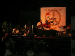 A dim shot of the stage!