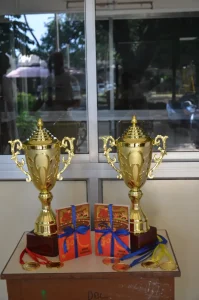 A view of the rolling trophies that were up for grabs, at the Water Hunt!