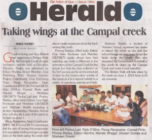 Bird Walk article May 30th , 2014 on Herald