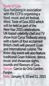 Taste of Goa 2015