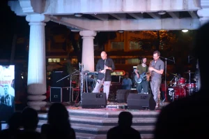 Lukas Roos and band on stage